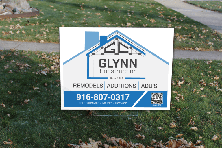 Glenn Construction Yard Sign in grass